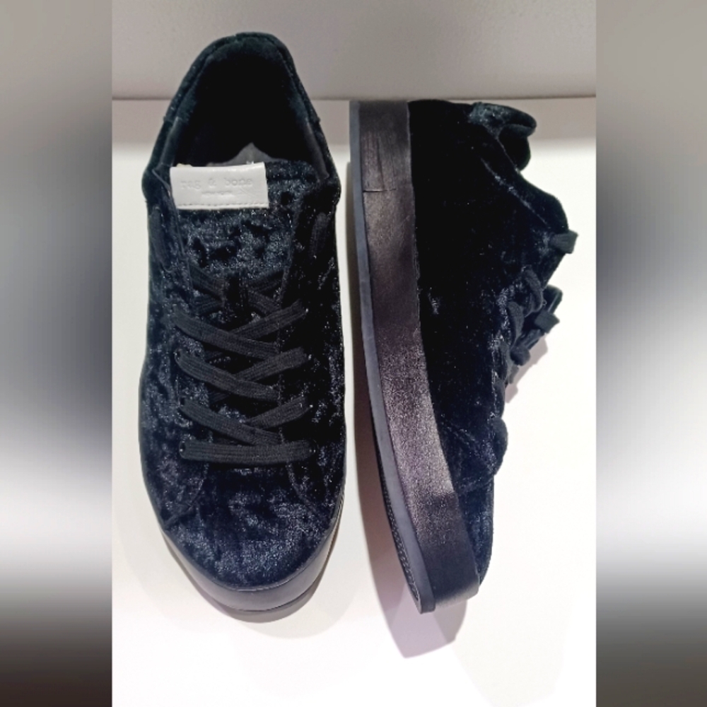 RAG & BONE NEW YORK BLACK VELVET SNEAKER (38) Women size 8